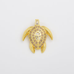 18K Gold Filled Sea Turtle Charm, Turtle Baguette CZ Pendant for Necklace Bracelet Jewelry Making Supply, Summer Beach Charm, CP2031