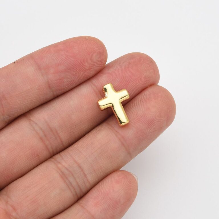 18K Gold Filled Dainty Cross Charm, Religious Cross for Christian Catholic Baptism, Religious Jewelry Making Supply, CP2039