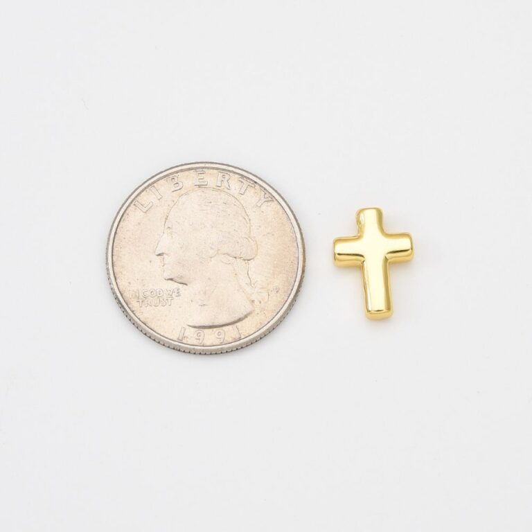 18K Gold Filled Dainty Cross Charm, Religious Cross for Christian Catholic Baptism, Religious Jewelry Making Supply, CP2039