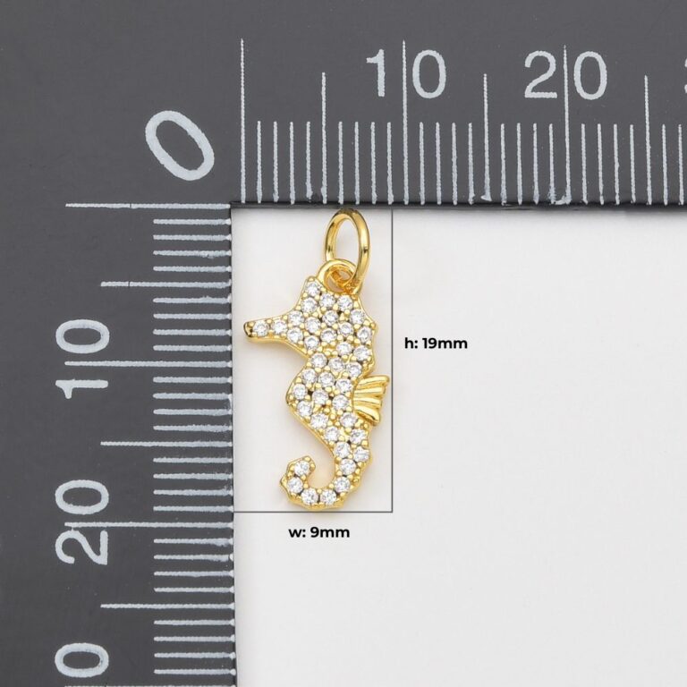 18K Gold Filled Dainty Sea Horse Charm, Seahorse Pendant CZ Micro Pave for Necklace Bracelet Jewelry Making Supply, Under The Sea Pendant CP2041