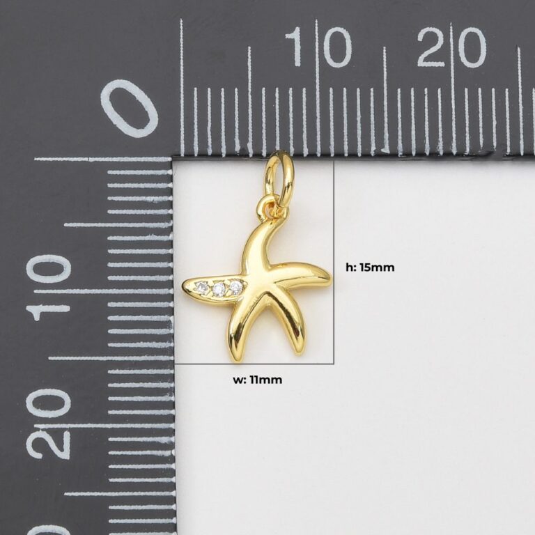 18K Gold Filled Tiny Starfish Charm, Micro Pave Cubic Zirconia Ocean Wildlife Starfish Charm for Necklace Bracelet Jewelry Making Supply, CP2042