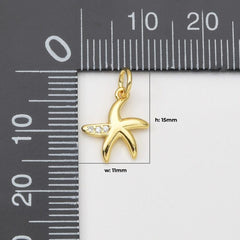 18K Gold Filled Tiny Starfish Charm, Micro Pave Cubic Zirconia Ocean Wildlife Starfish Charm for Necklace Bracelet Jewelry Making Supply, CP2042