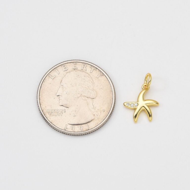 18K Gold Filled Tiny Starfish Charm, Micro Pave Cubic Zirconia Ocean Wildlife Starfish Charm for Necklace Bracelet Jewelry Making Supply, CP2042