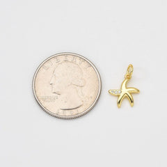 18K Gold Filled Tiny Starfish Charm, Micro Pave Cubic Zirconia Ocean Wildlife Starfish Charm for Necklace Bracelet Jewelry Making Supply, CP2042