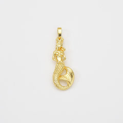 18K Gold Filled Dainty Mermaid Charm, Ocean Sea Mermaid Textured Pendant for DIY Necklace Bracelet Jewelry Making Supply, 37x12mm, CP2046