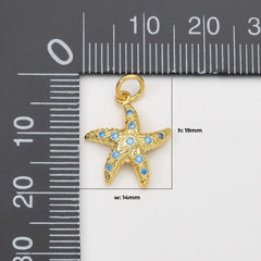 18K Gold Filled Tiny Starfish Charm, Micro Pave Cubic Zirconia Ocean Wildlife Starfish Charm for Necklace Bracelet Jewelry Making Supply, CP2048