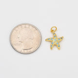 18K Gold Filled Tiny Starfish Charm, Micro Pave Cubic Zirconia Ocean Wildlife Starfish Charm for Necklace Bracelet Jewelry Making Supply, CP2048