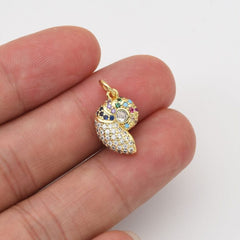 18K Gold Filled Dainty Nautilus Shell Charm, Seashell Pendant Rainbow CZ Micro Pave for DIY Necklace Bracelet Jewelry Making Supply, CP2049