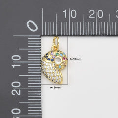 18K Gold Filled Dainty Nautilus Shell Charm, Seashell Pendant Rainbow CZ Micro Pave for DIY Necklace Bracelet Jewelry Making Supply, CP2049