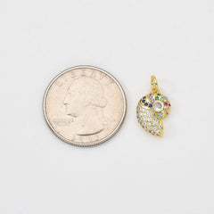 18K Gold Filled Dainty Nautilus Shell Charm, Seashell Pendant Rainbow CZ Micro Pave for DIY Necklace Bracelet Jewelry Making Supply, CP2049