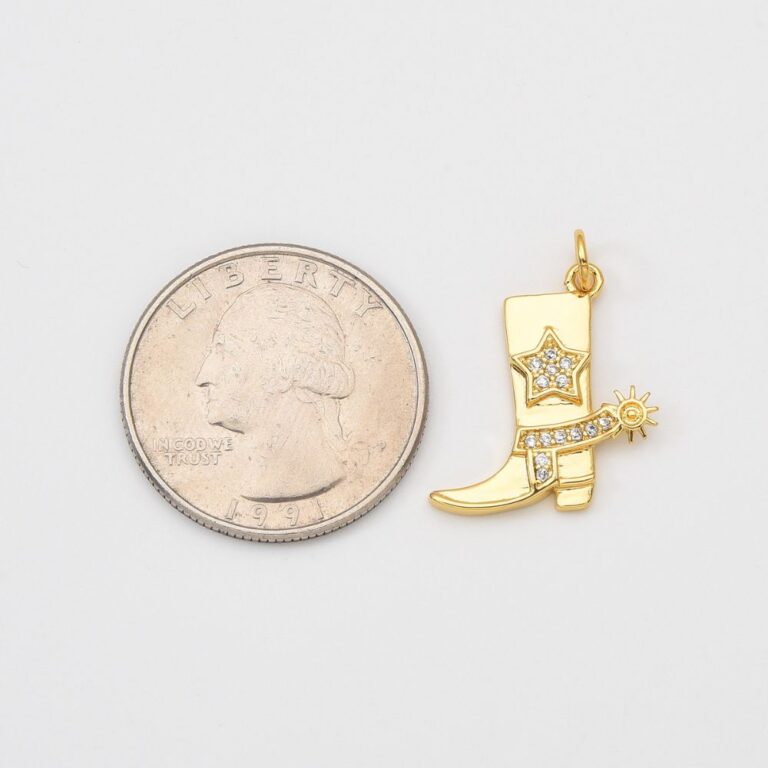 18K Gold Filled Dainty Cowboy Boots Charm, Micro Paved CZ Star Texas Cowboy Boots Pendant for DIY Necklace Bracelet Jewelry Making Supply CP2050