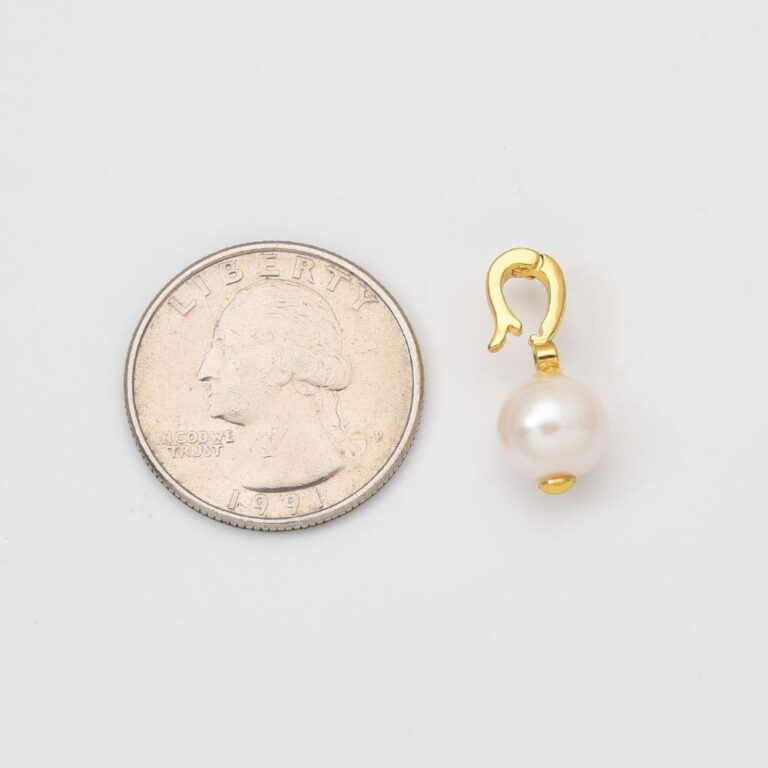 18K Gold Filled Freshwater Pearl Drop Snap Latch Bail Charm Pendant for DIY Necklace Bracelet Earring Jewelry Making Supply, CP2052