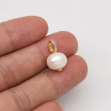 18K Gold Filled Freshwater Pearl Drop Charm Pendant for DIY Necklace Bracelet Earring Jewelry Making Supply, 17x10mm, CP2053