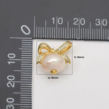 18K Gold Filled Ribbon Bow Freshwater Pearl Drop Charm Pendant for DIY Necklace Bracelet Earring Jewelry Making Supply, CP2054