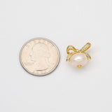 18K Gold Filled Ribbon Bow Freshwater Pearl Drop Charm Pendant for DIY Necklace Bracelet Earring Jewelry Making Supply, CP2054