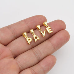 18K Gold Filled Alphabet Charm, Balloon Initial Letter Charm Necklace Bubble Font Style Trend Fashion Jewelry Necklace for DIY Supply, CP2055