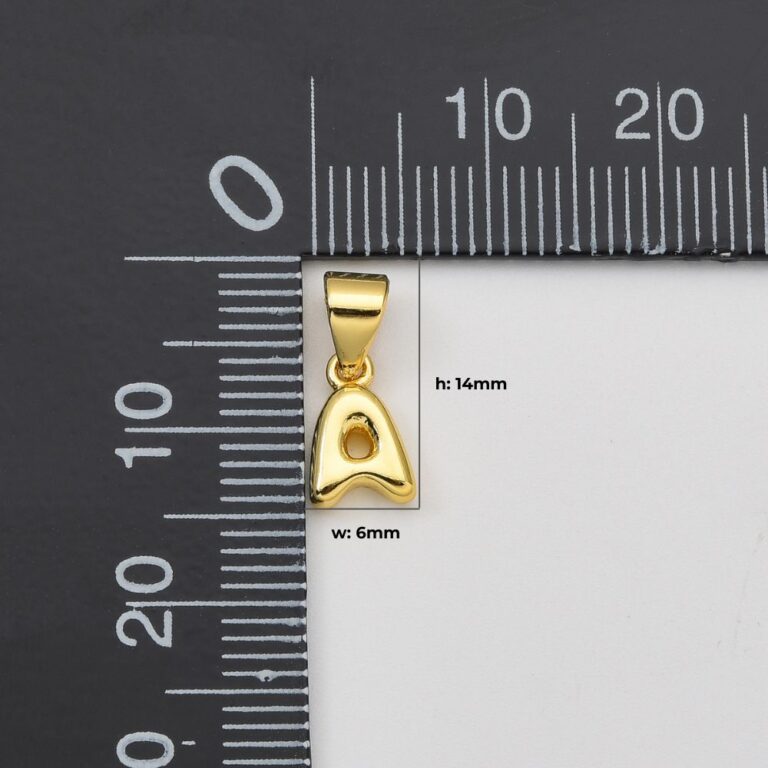 18K Gold Filled Alphabet Charm, Balloon Initial Letter Charm Necklace Bubble Font Style Trend Fashion Jewelry Necklace for DIY Supply, CP2055