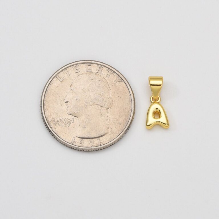 18K Gold Filled Alphabet Charm, Balloon Initial Letter Charm Necklace Bubble Font Style Trend Fashion Jewelry Necklace for DIY Supply, CP2055