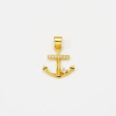 18K Gold Filled Dainty Anchor Charm, Nautical Ship Anchor Pendant Cubic Zirconia Micro Pave for Necklace Bracelet Jewelry Making Supply, CP2058