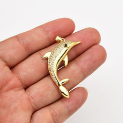 18K Gold Filled Dolphin Charm Pendant, Jewelry Making Supplies Wholesale Charm Kids Fish Animal Under the Water Jewelry Inspired, CP2061