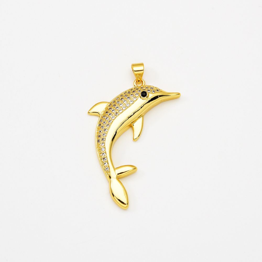 18K Gold Filled Dolphin Charm Pendant, Jewelry Making Supplies Wholesale Charm Kids Fish Animal Under the Water Jewelry Inspired, CP2061