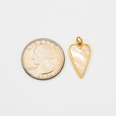 18K Gold Filled Dainty Mother of Pearl Heart Charm, Heart Love Pendant for Necklace Bracelet Jewelry Making Supply, 25x12mm, CP2062