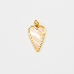 18K Gold Filled Dainty Mother of Pearl Heart Charm, Heart Love Pendant for Necklace Bracelet Jewelry Making Supply, 25x12mm, CP2062