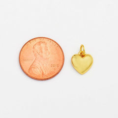 18K Gold Filled Dainty Heart Charm, Puffed Minimalist Love Heart Pendant, Valentines Charm for Necklace Bracelet Jewelry Making Supply, CP2063