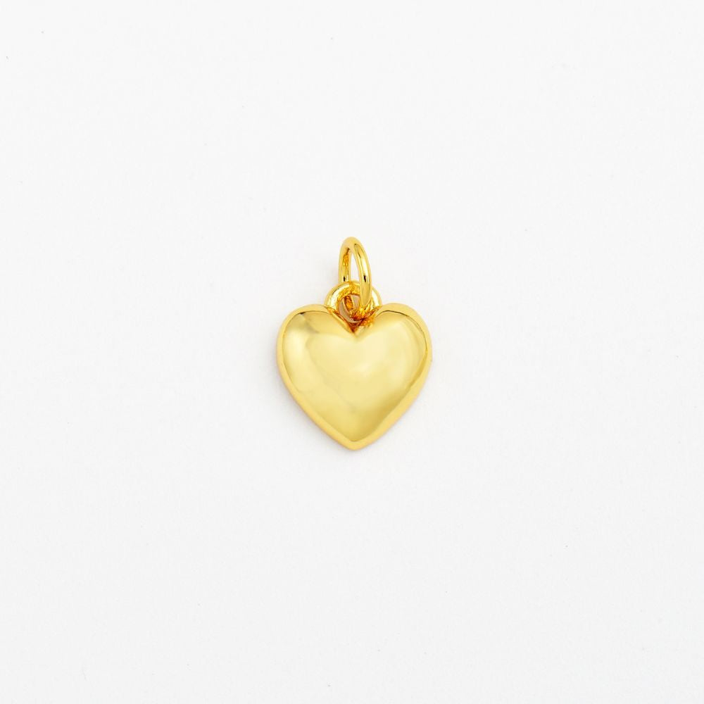 18K Gold Filled Dainty Heart Charm, Puffed Minimalist Love Heart Pendant, Valentines Charm for Necklace Bracelet Jewelry Making Supply, CP2063