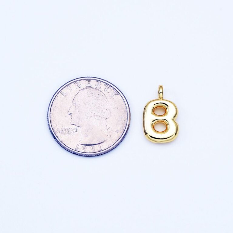 18K Gold Filled Alphabet Balloon Initial Charm Puffy Letter Charm Necklace Bubble Font Style Trend Fashion Jewelry Necklace Bracelet, CP2064