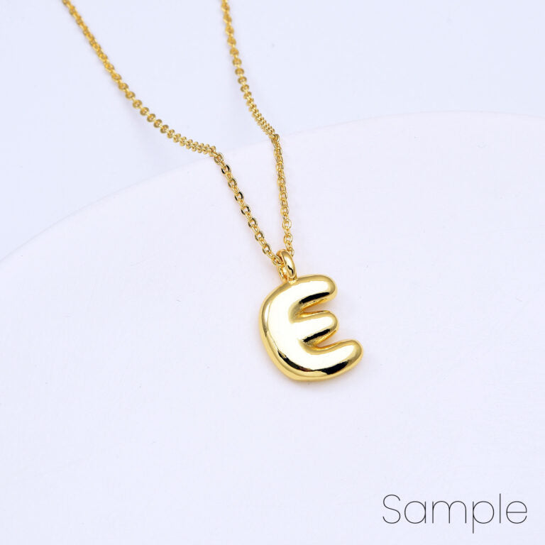 18K Gold Filled Alphabet Balloon Initial Charm Puffy Letter Charm Necklace Bubble Font Style Trend Fashion Jewelry Necklace Bracelet, CP2064