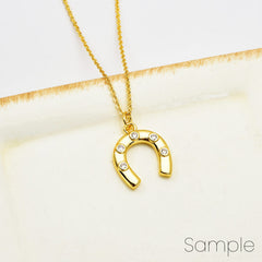 18K Gold Filled Dainty Horseshoe Charm, Cubic Zirconia Lucky Charm Pendant, Horse Shoe for Necklace Bracelet Earrings Jewelry Making Supply, CP2066