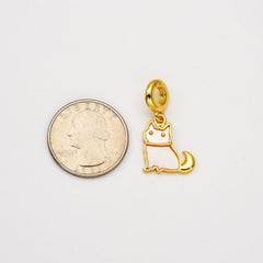 18K Gold Filled Shell Pearl Cat Charm, Cat Pendant, Animal Cat Lover Gift, Shell Cat Charm for Necklace Bracelet Jewelry Making Supply, CP2067