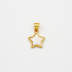 18K Gold Filled Mother of Pearl Star Charm, Shell Pearl Star Pendant for Necklace Bracelet Jewelry Making Supply, 19x12mm, CP2068