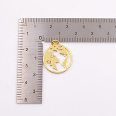 18K Gold Filled Dainty Planet Earth Charm, World Map Pendant, World Continent Charm Bracelet Necklace for DIY Jewelry Making Supply, CP2072