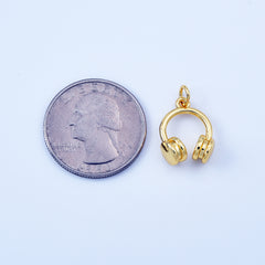18K Gold Filled Dainty Headset Charm, Music Headphones Minimalist Pendant for Necklace Bracelet Jewelry Making Supply, 19x12mm, CP2076