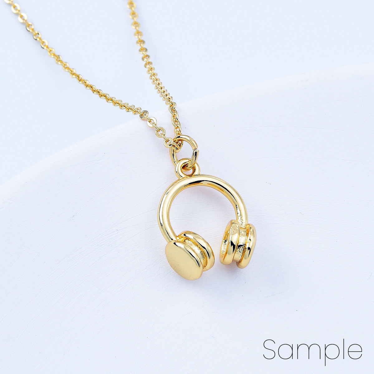 18K Gold Filled Dainty Headset Charm, Music Headphones Minimalist Pendant for Necklace Bracelet Jewelry Making Supply, 19x12mm, CP2076