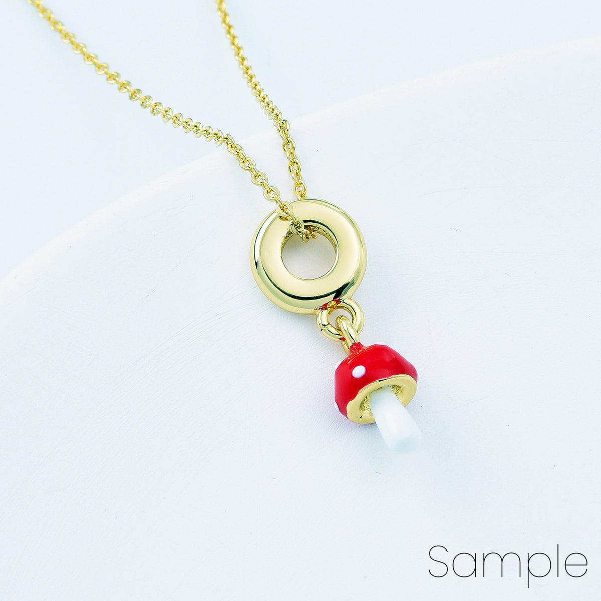 18K Gold Filled Dainty Enamel Mushroom Charm, Mushroom Pendant for Necklace Bracelet Earrings Jewelry Making Supply, 25x10mm, CP2077