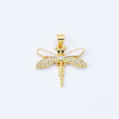 18K Gold Filled Dainty Enamel Dragonfly Charm, Dragonfly Pendant, Insect Charm Pendant for Necklace Bracelet Jewelry Making Supplies, CP2078