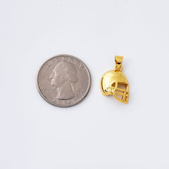 18K Gold Filled Football Sport Helmet Charm, Helmet Pendant for Necklace Bracelet Jewelry Making Supply, CP2087