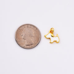 18K Gold Filled White Enamel Little Dog Charm, Tiny Puppy Pendant for Necklace Bracelet Earrings Jewelry Making Supply, Dog Lover Gift, CP2093