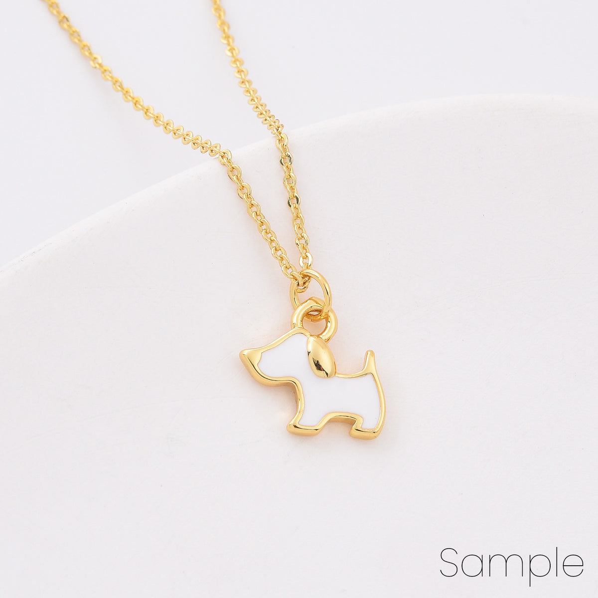 18K Gold Filled White Enamel Little Dog Charm, Tiny Puppy Pendant for Necklace Bracelet Earrings Jewelry Making Supply, Dog Lover Gift, CP2093