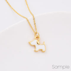 18K Gold Filled White Enamel Little Dog Charm, Tiny Puppy Pendant for Necklace Bracelet Earrings Jewelry Making Supply, Dog Lover Gift, CP2093