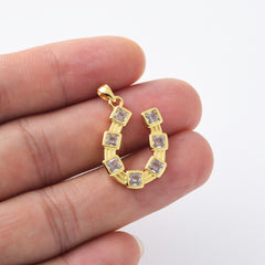 18K Gold Filled Dainty Horseshoe Charm, Cubic Lucky Charm Pendant, Horse Shoe for Necklace Bracelet Earrings Jewelry Making Supply, CP2101