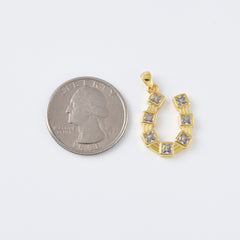 18K Gold Filled Dainty Horseshoe Charm, Cubic Lucky Charm Pendant, Horse Shoe for Necklace Bracelet Earrings Jewelry Making Supply, CP2101