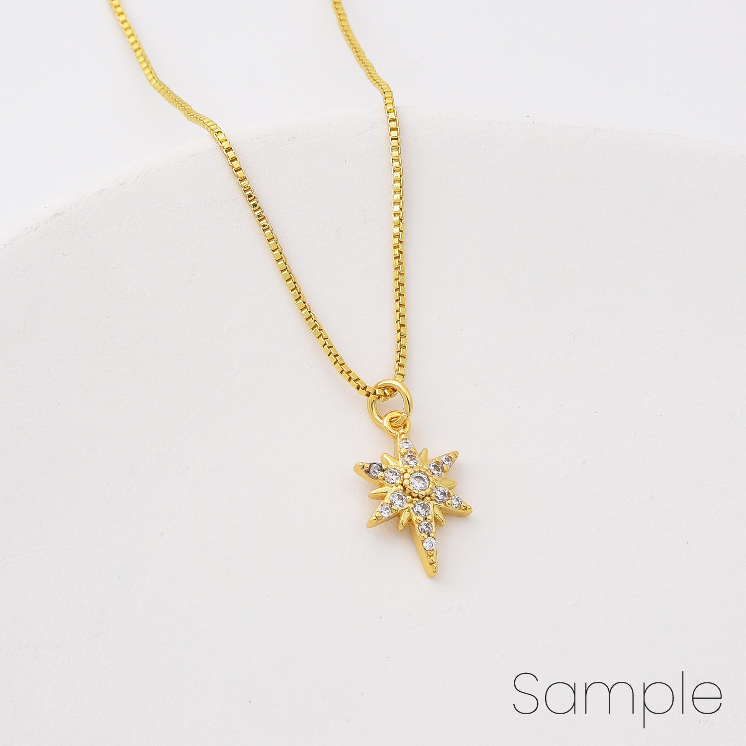 18K Gold Filled Dainty Gold North Star Charm, Bethlehem Star Pendant, Starburst Charm for Jewelry Making Supply, 14x9mm, CP2108