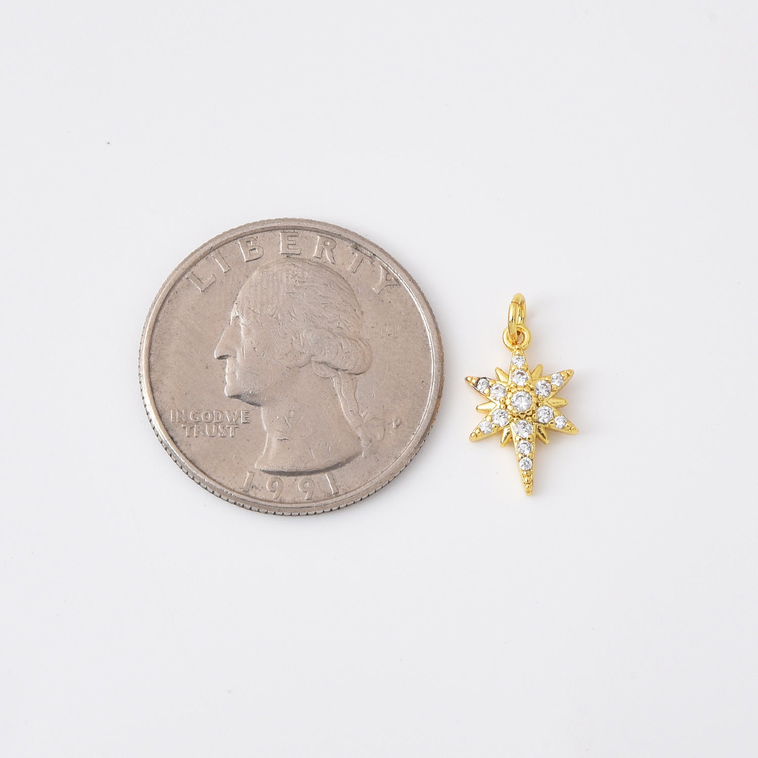 18K Gold Filled Dainty Gold North Star Charm, Bethlehem Star Pendant, Starburst Charm for Jewelry Making Supply, 14x9mm, CP2108