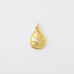 18K Gold Filled Teardrop Star Charm, Star Burst Pendant for Necklace Bracelet Jewelry Making Supply, North Star Drop Charm, 16x10mm, CP2109