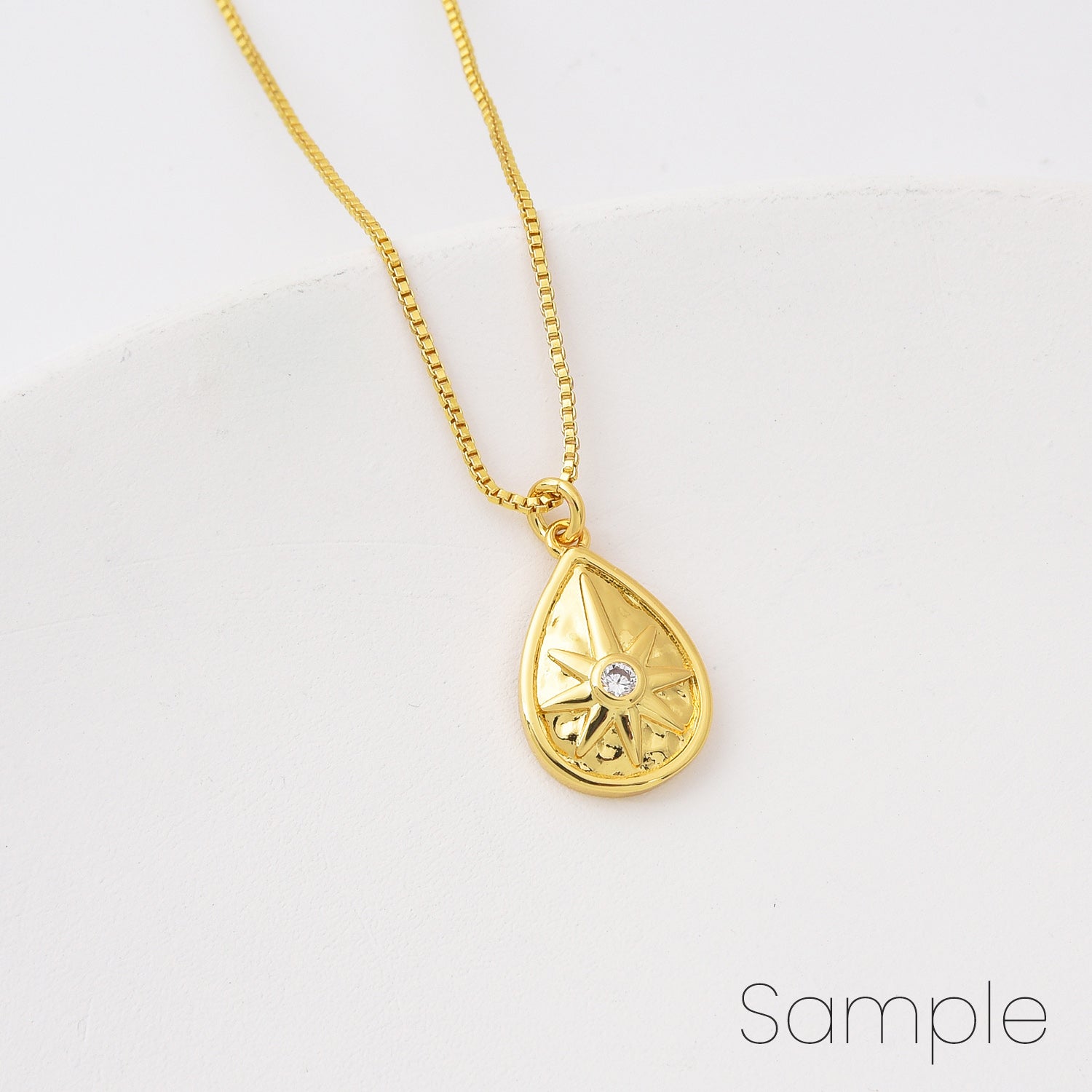 18K Gold Filled Teardrop Star Charm, Star Burst Pendant for Necklace Bracelet Jewelry Making Supply, North Star Drop Charm, 16x10mm, CP2109