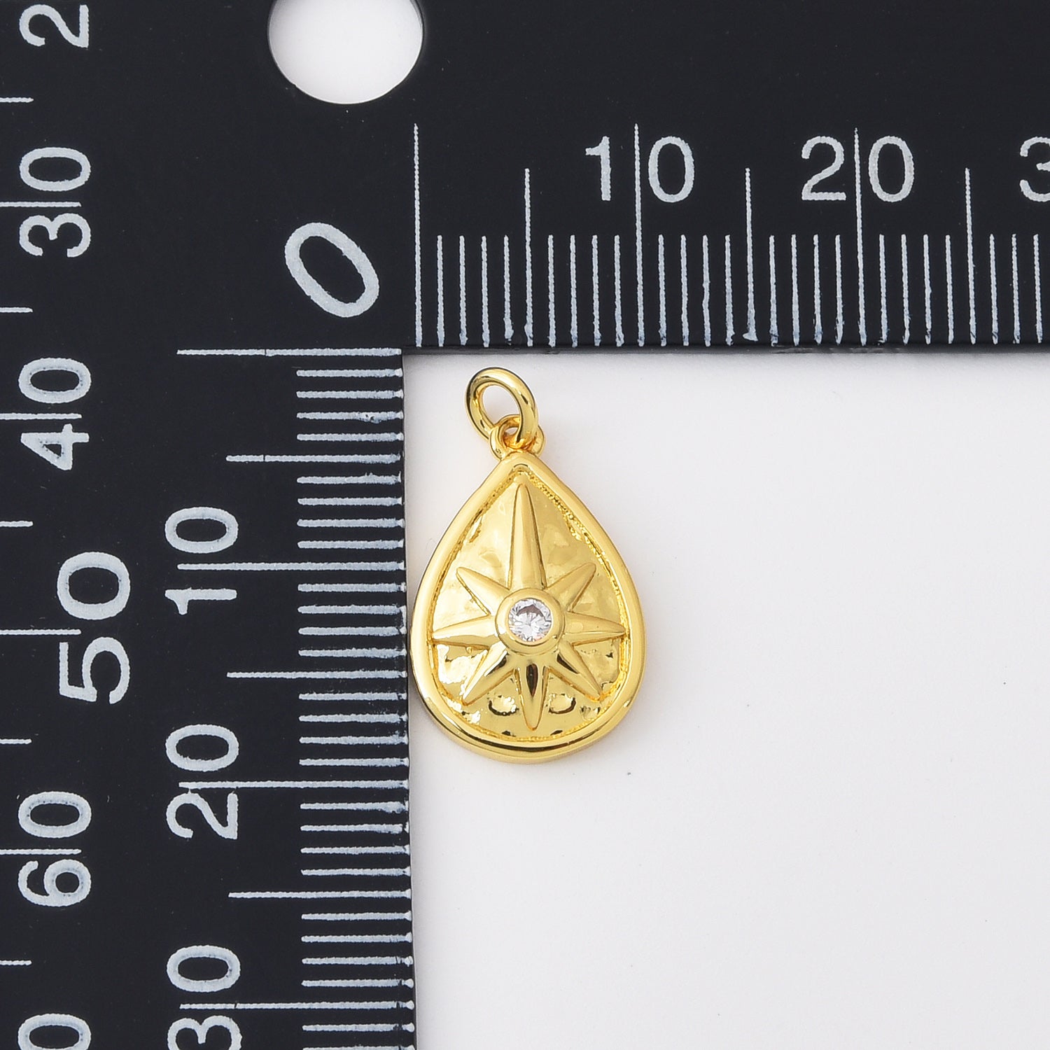 18K Gold Filled Teardrop Star Charm, Star Burst Pendant for Necklace Bracelet Jewelry Making Supply, North Star Drop Charm, 16x10mm, CP2109